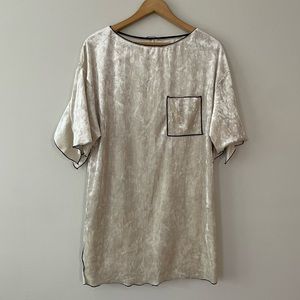 Zara Champagne Velour Crushed Velvet Long Tunic Top- Size Small (bin 2E)